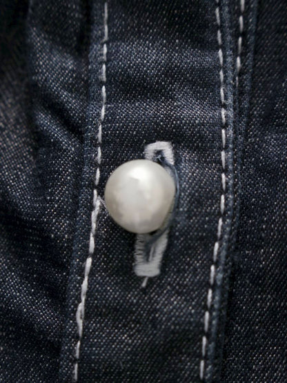 エムズグレイシー パールボタンデニム 211329 ワンピース 40 ネイビー フロントボタン ITVPN78F8VHW