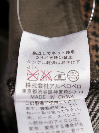 アルベロベロ 418015 パンツ F カーキグリーン コーデュロイ パッチワーク ビジュー ITTECGZJV1T4