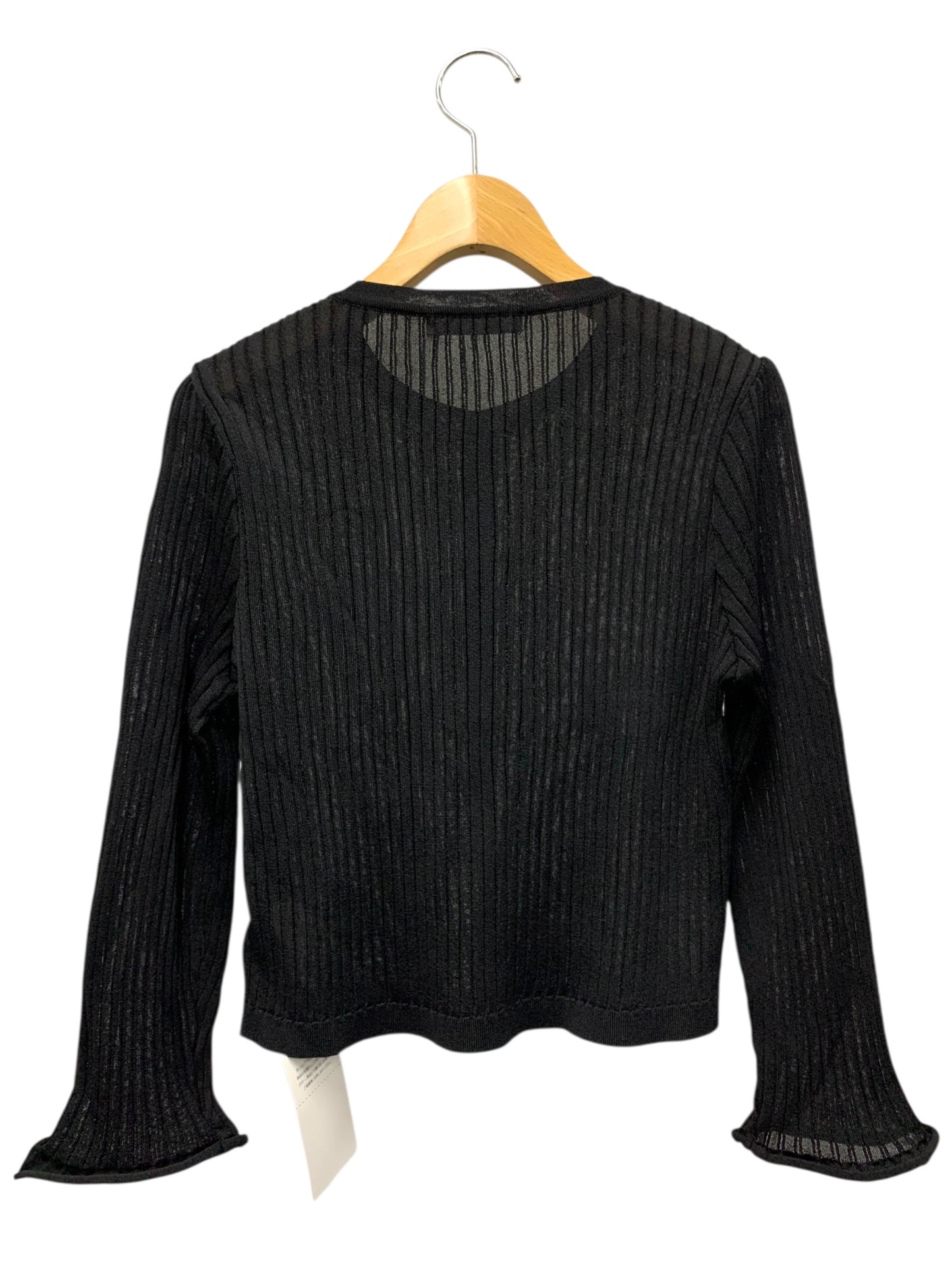 ルネ 6512830 カーディガン 38 ブラック リブ パールボタン ITLIBURV0U30