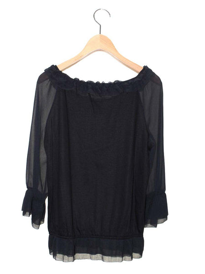 トゥービーシック W5M06-416-09 カットソー 40 ブラック フリル シースルー ITBLPPI1WFMN