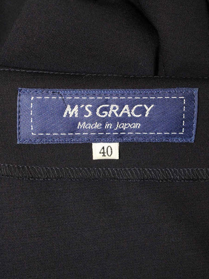 エムズグレイシー ワンショルダー 015318 カットソー 40 ネイビー 肩リボン ITKUSV48H77C