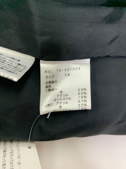 エムズグレイシー 521552 コート 38 ブラック カメリアWジップ チェック 切替 IT4OHQ6P7WBM