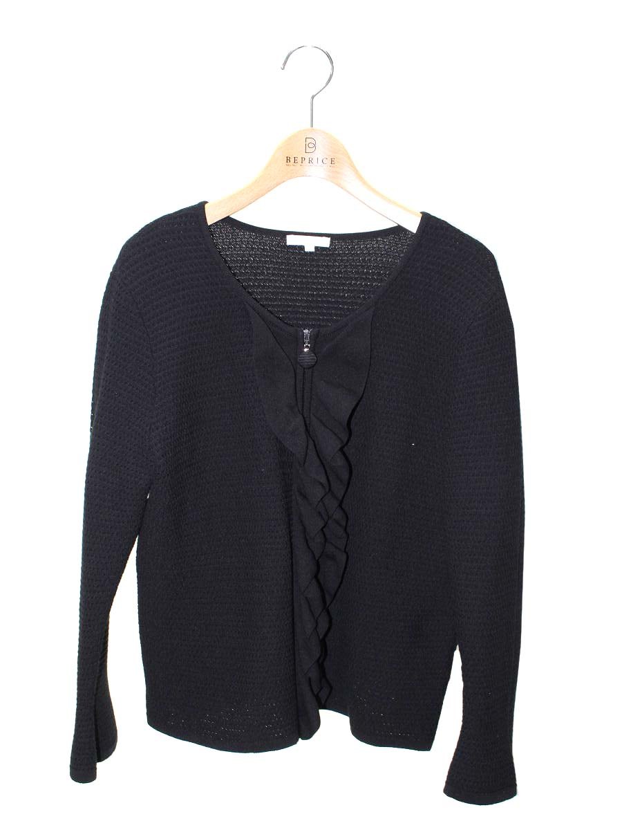 トゥービーシック W5F07-120-09 ジップカーディガン 3 ブラック フリル IT2GQFN6N3UW