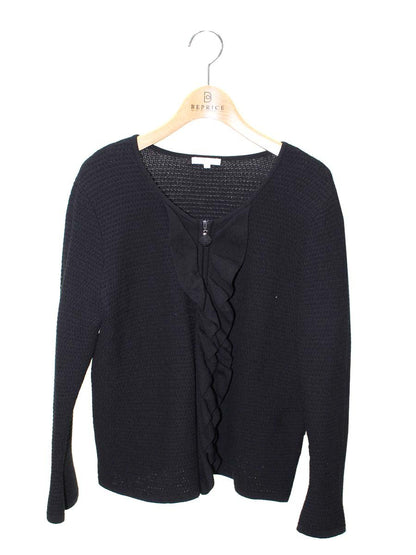 トゥービーシック W5F07-120-09 ジップカーディガン 3 ブラック フリル IT2GQFN6N3UW