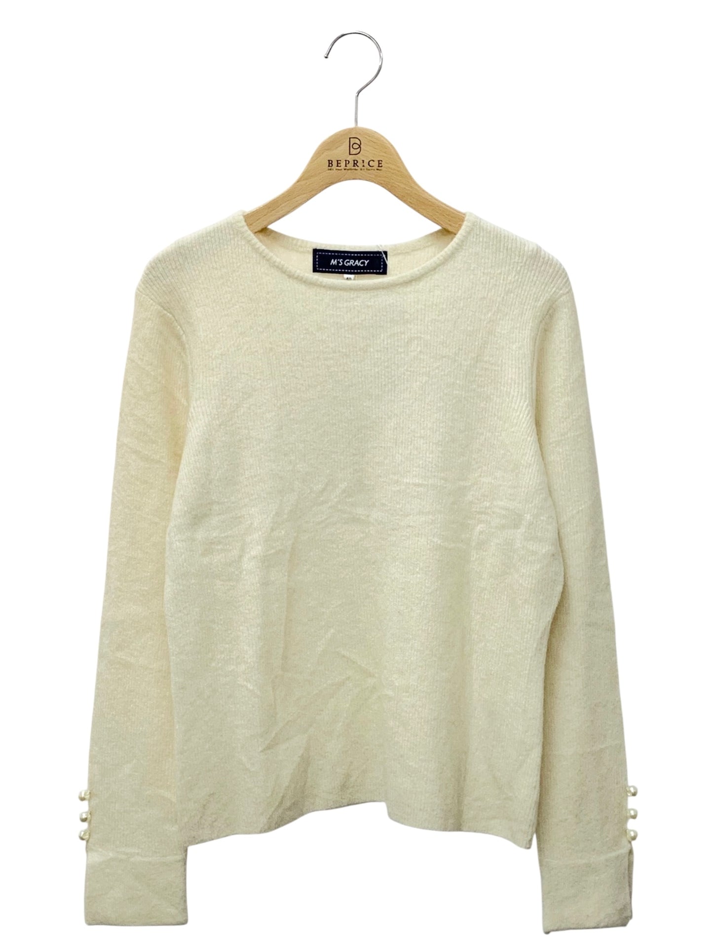 エムズグレイシー Off Shoulder Knit 818596 ニット 40 アイボリー ウール混 ITZ3ZZ984768 【SALE】