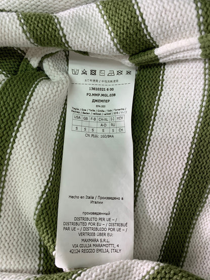 マックスマーラ ROUND NECK KNITS 13610321 ニット S ホワイト ボーダー ロゴ ITINQ3G945GI