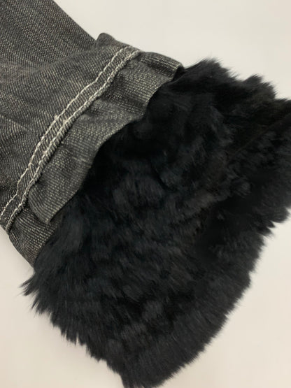 トゥービーシック W5E01-408-09 デニムジャケット 40 ブラック スパンコール ラビットファー付き ITL2N4GH7MDG