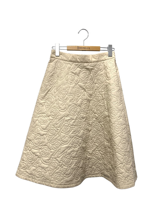 エムズグレイシー 517119 スカート 36 ベージュ カメリア ロゴ 刺繍 フレア IT43GXTK44RK