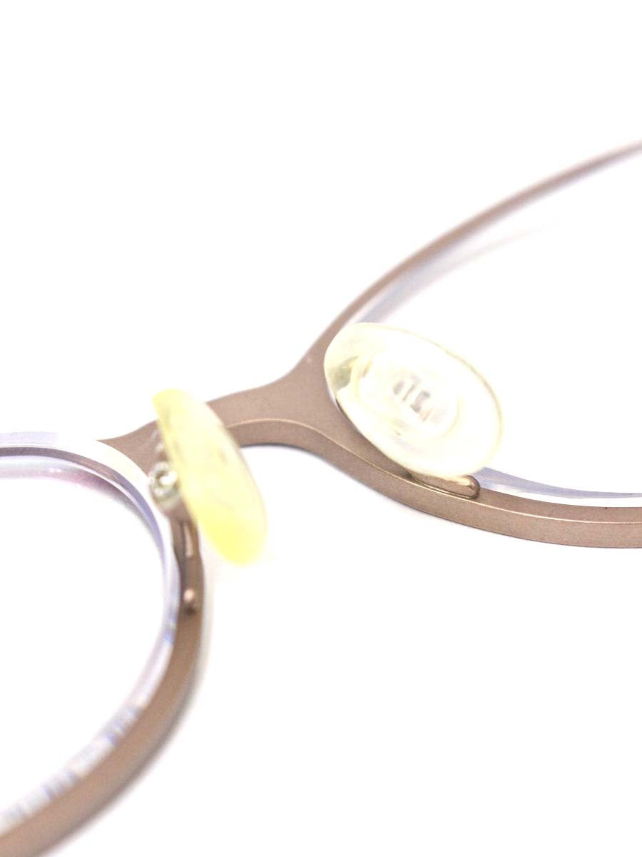 アキット mel2 メガネ ブラウン/マスタード メタルフレーム フルリム オーバル col.KMB ITU8XC0P5D54