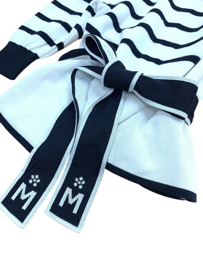 エムズグレイシー ロゴベルト付きボーダー 518322 カットソー 38 ホワイト ニット ITI5FPI9DR9H