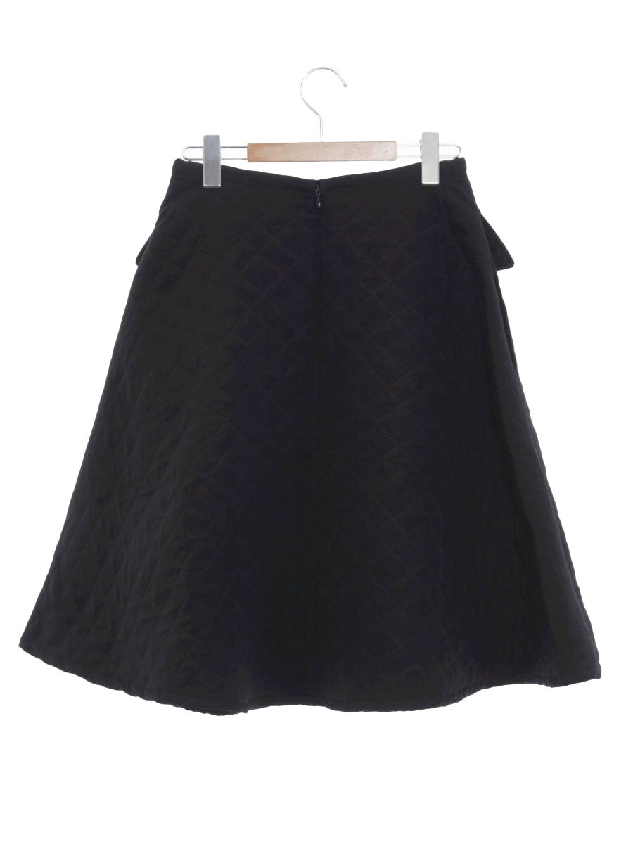 エムズグレイシー 017517 スカート 38 ブラック キルティング 花ボタン IT89NL6OMCHL