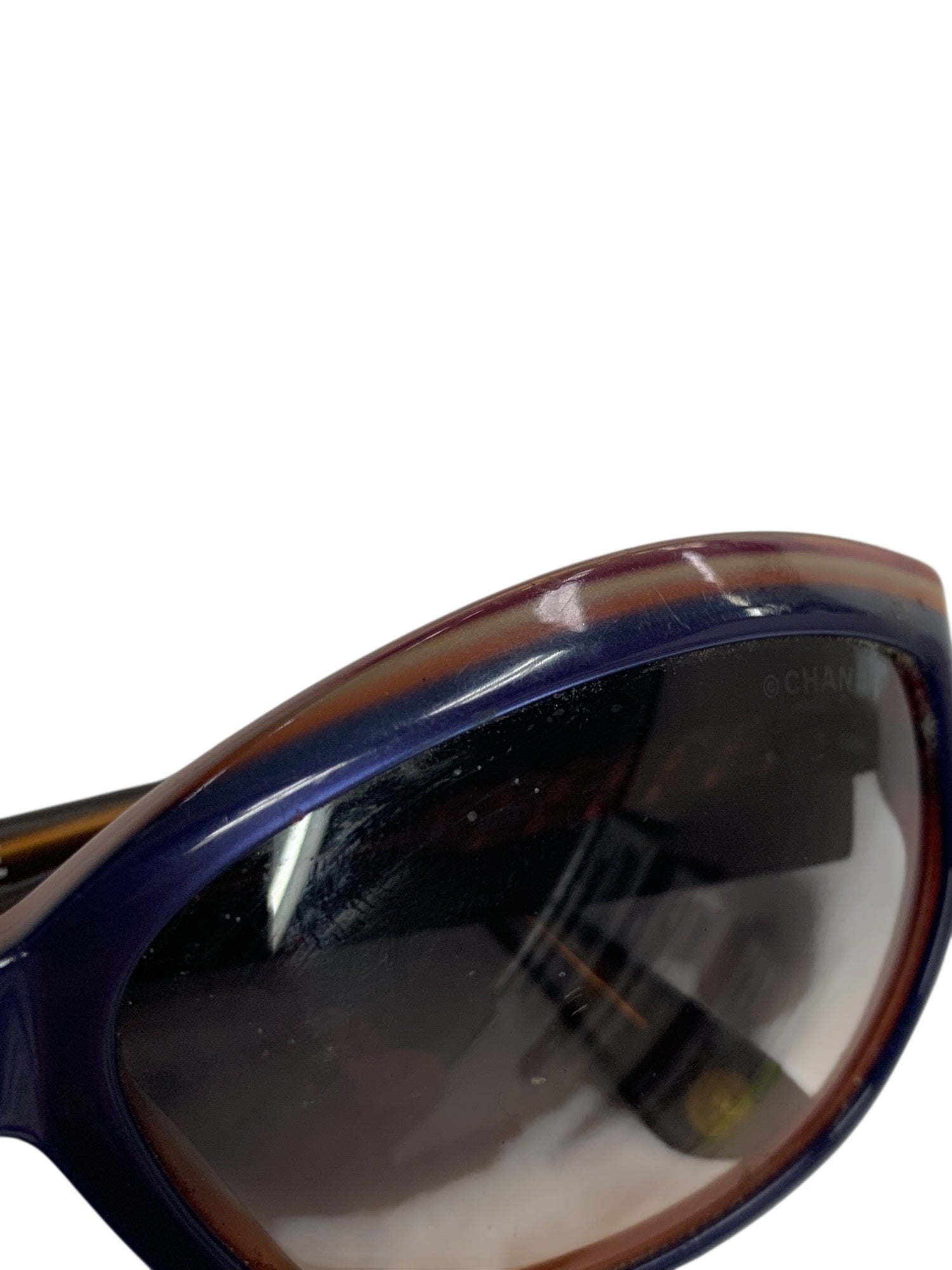 シャネル 5022 サングラス ブルー セルフレーム フルリム オーバル