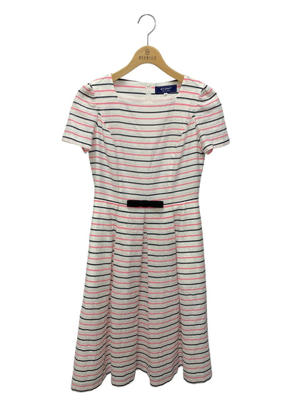 エムズグレイシー 配色ボーダーワンピース 411337 ワンピース 38 ホワイト リボン ITSVUS8U30RM