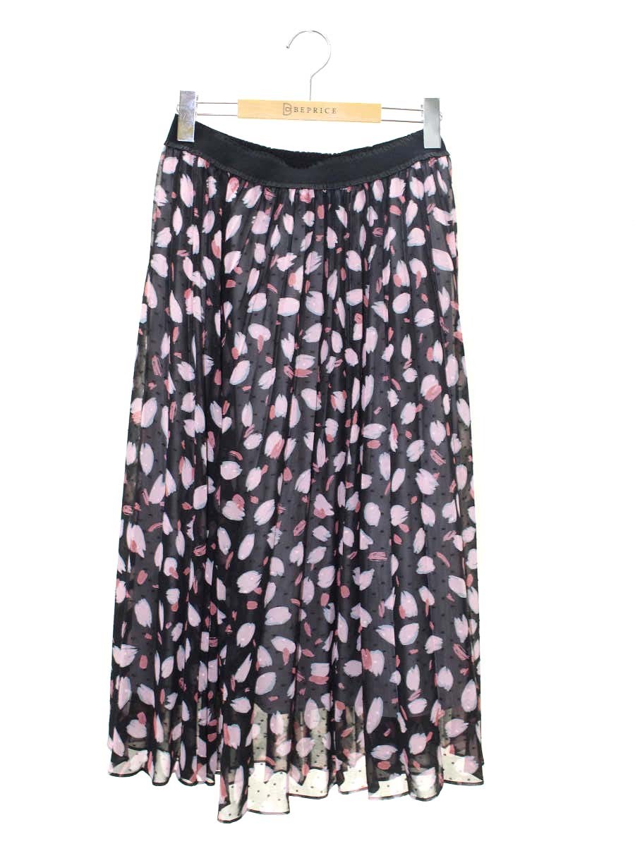 トゥービーシック W5S03-220-09 スカート 42 ブラック 花びらモチーフ ウエストゴム ITXICTVJCIX7 【SALE】