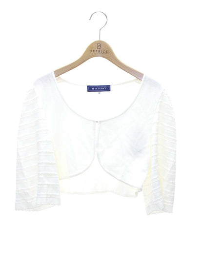 エムズグレイシー 728321 ボレロ カーディガン 40 ホワイト フリル ラインストーン ITJK31VJ602C