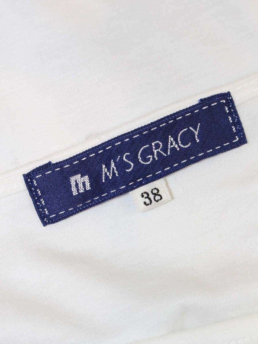 エムズグレイシー 025306 Tシャツ カットソー 38 ホワイト フラワーモチーフ バルーン袖 ITJWRLOSQRQO