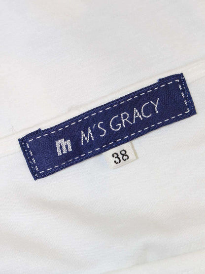 エムズグレイシー 025306 Tシャツ カットソー 38 ホワイト フラワーモチーフ バルーン袖 ITJWRLOSQRQO
