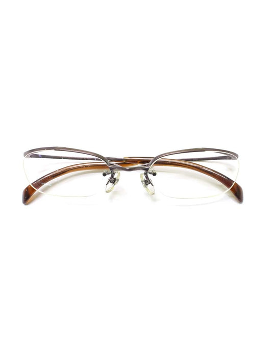 フォーナインズ O-11T メガネ ブラウン メタルフレーム ハーフリム オーバル IT8G8XJPJNM8 【SALE】