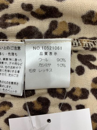 ハロッズ 10521061 カーディガン F ベージュ レオパード カシミヤ レッキス ITPE0A2LA1RE
