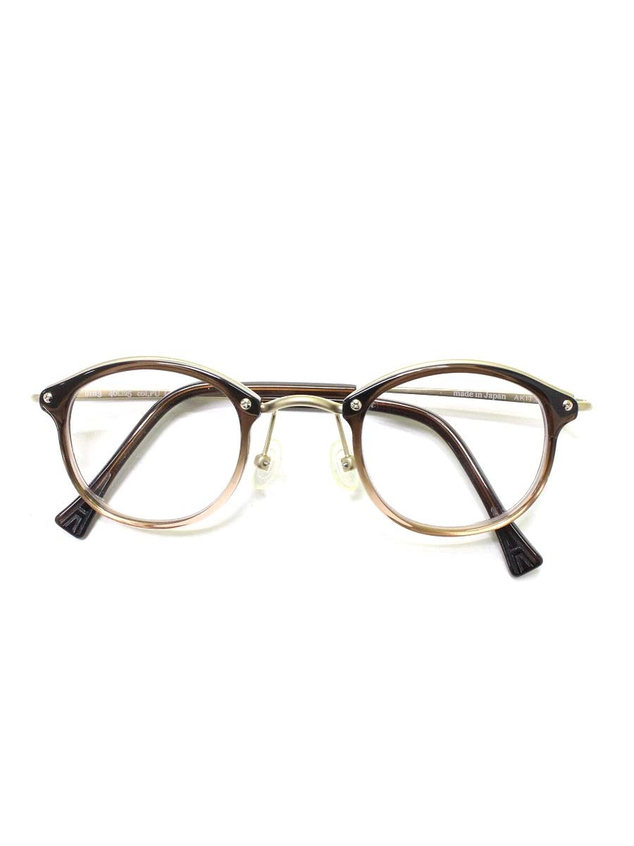 アキット bin3 メガネ ブラウン/ゴールド コンビフレーム フルリム ラウンド ITXDHFV41U7K