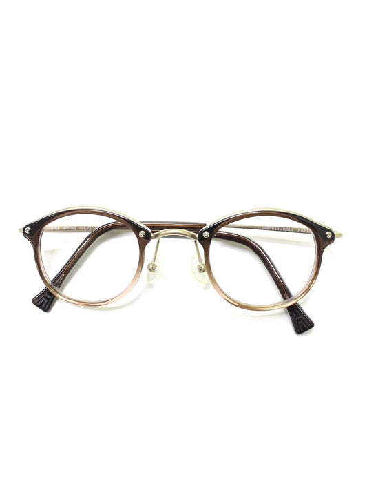 アキット bin3 メガネ ブラウン/ゴールド コンビフレーム フルリム ラウンド ITXDHFV41U7K