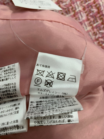 エムズグレイシー 314522 ジャケット 38 ピンク ツイード ノーカラー フリル IT7I49P396G0