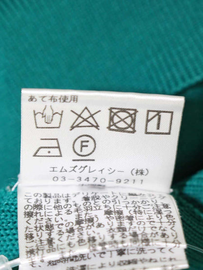 エムズグレイシー 018539 ニット セーター 40 グリーン バックリボン ボタン ITDOMIGS64MM