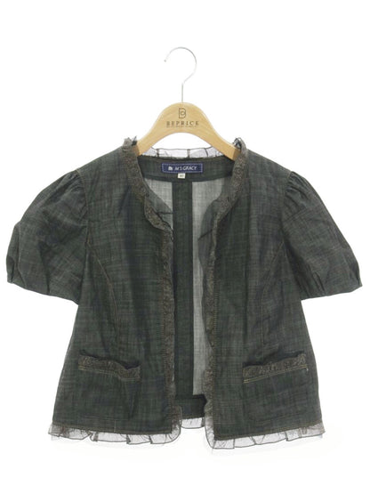 エムズグレイシー 024339 ジャケット 40 ブラック デニム フリル IT5JKC5WXQC2