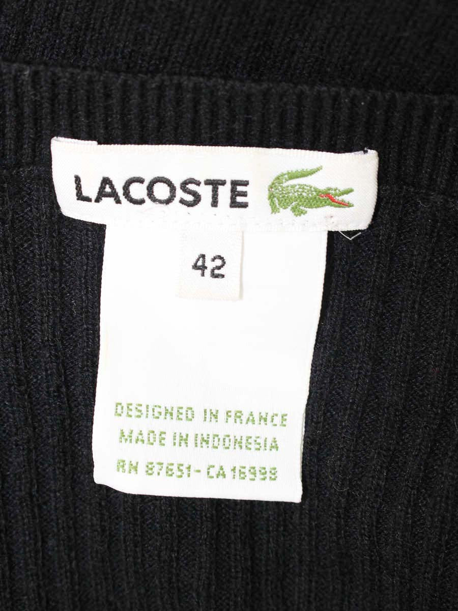 ラコステ AF2882 ニット 42 ブラック カシミヤ混 サイドボタン プレート ITM0DQ0L9HOC