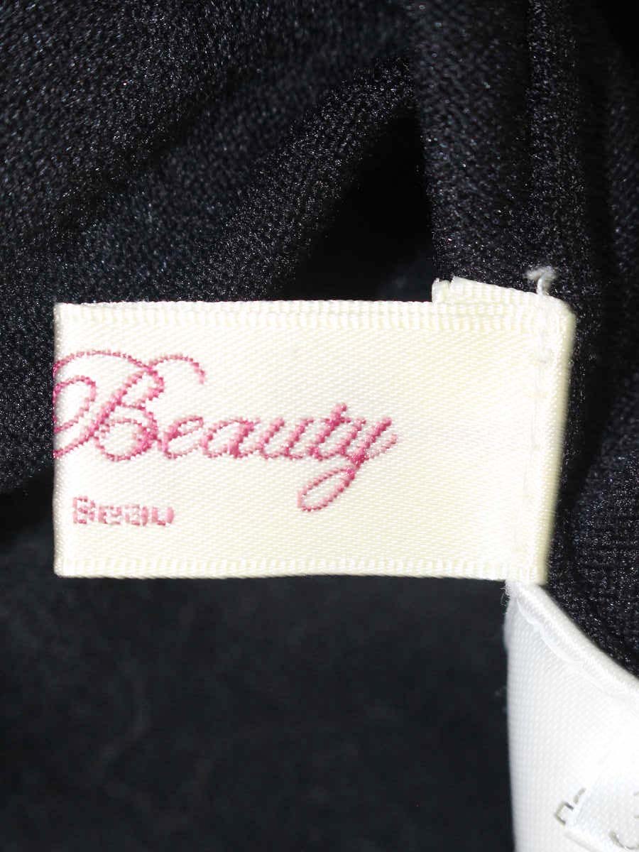 スーパービューティー ニット 38 ブラック フラワーモチーフ 刺繍 ハイネック IT50UGO3R5W2