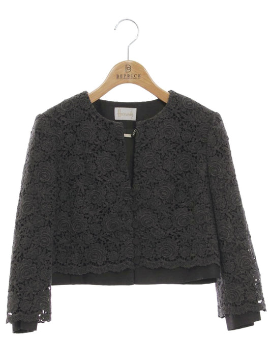 ハロッズ 11500151 ノーカラージャケット 2 チャコール レース ITH8E8GQ9QS2