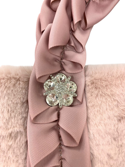 エムズグレイシー 394510 ハンドバッグ ピンク エコファー リボンハンドル ラインストーン ITJSAR0PD49I