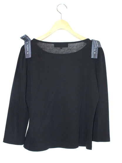 エムズグレイシー 015108 Tシャツ カットソー 40 ブラック 肩リボン IT3BH81JLMPT
