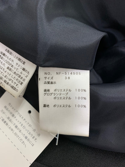 エムズグレイシー 514505 ワンピース 38 ブラック フロントジップ リボン ITSY9LEIS7HM