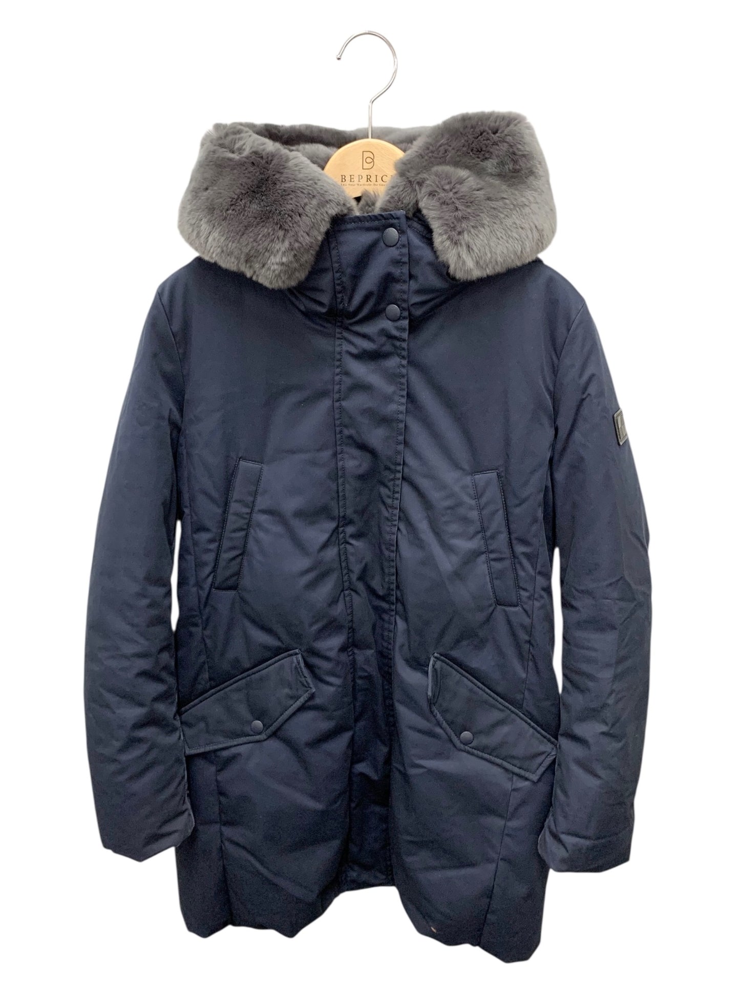 ウールリッチ COCOON PARKA WWCPS2869 ダウンコート XS ネイビー 中綿 ラビットファー ITH2WUFN1DEE