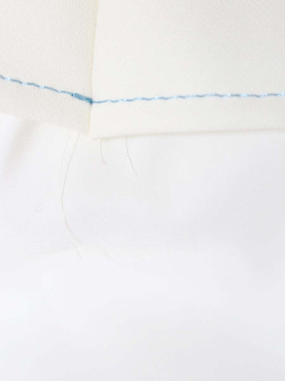 ルネ 6816320 ワンピース 36 ホワイト ブルーステッチ タック スクエアネック ITUEX7DCAEK0