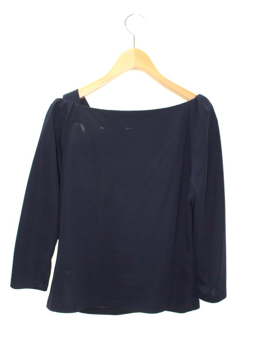 エムズグレイシー ワンショルダー 015318 カットソー 40 ネイビー 肩リボン ITKUSV48H77C