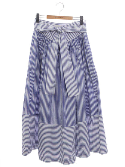ブルックスブラザーズ コットン ストライプ ボウウエストベルト 100219438 マキシスカート 6 ブルー/ホワイト ITFRRWUYJOAZ