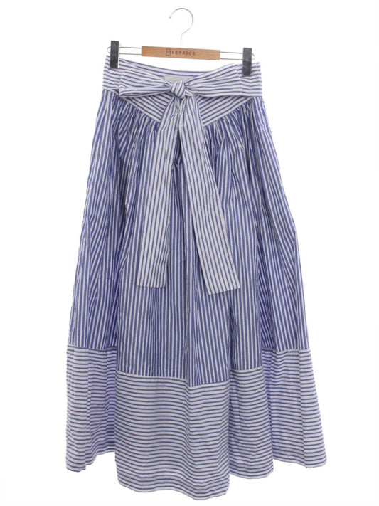 ブルックスブラザーズ コットン ストライプ ボウウエストベルト 100219438 マキシスカート 6 ブルー/ホワイト ITFRRWUYJOAZ