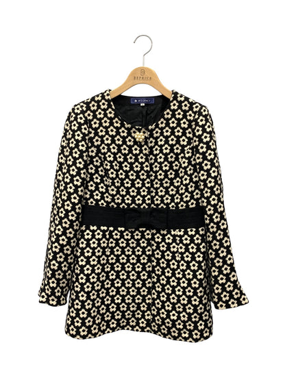 エムズグレイシー 224530 コート 38 ブラック フラワーモチーフ ITBZKH8UTNBC 【SALE】