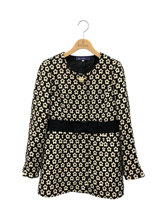 エムズグレイシー 224530 コート 38 ブラック フラワーモチーフ ITBZKH8UTNBC 【SALE】