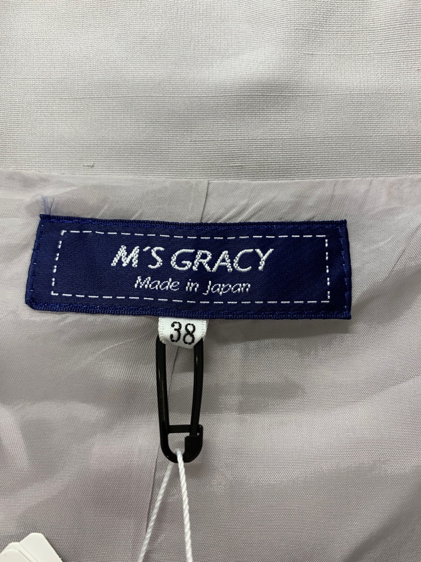 エムズグレイシー 219104 コート 38 グレー シャンタン地 リボン ベルスリーブ ITGH05BFYKKS