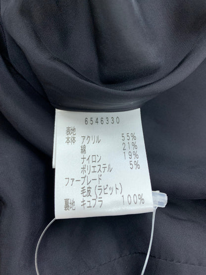 ルネ 6546330 ワンピース 36 ネイビー ツイード フロントジップ ラビットファー ITXVYV1F5LXK