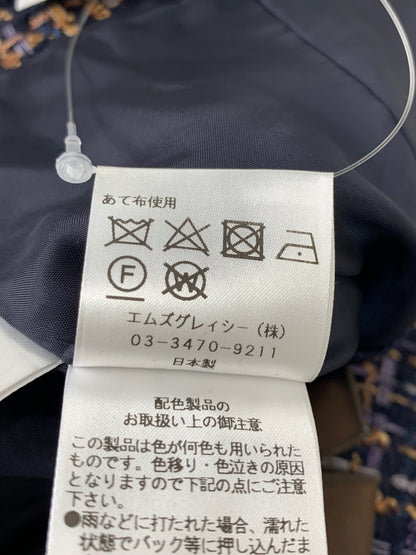 エムズグレイシー 114510 ジャケット 38 ネイビー ツイード ITCAGKEGCSXH