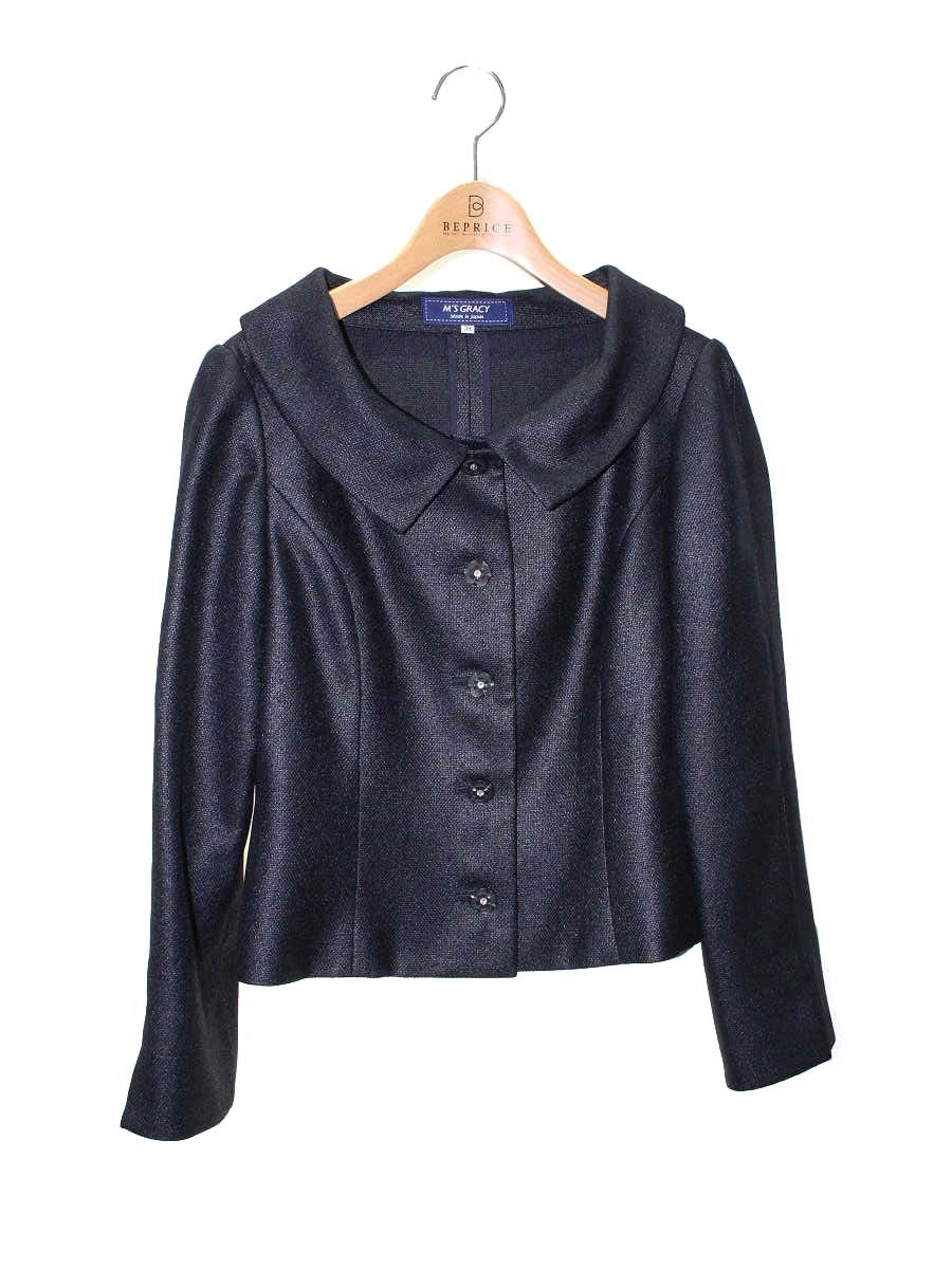 エムズグレイシー 914110 ジャケット 38 ネイビー カメリアボタン ラインストーン ITNW3L05JJ7U 【SALE】