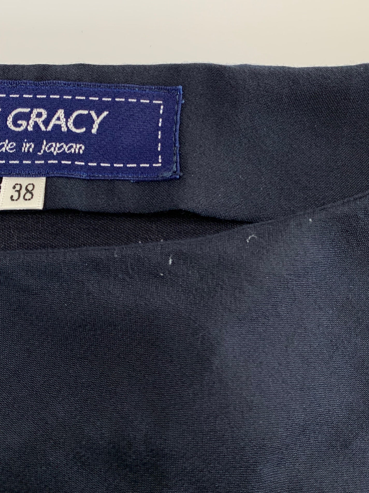 エムズグレイシー 815333 シャツ ブラウス 38 ネイビー ティアード 異素材 袖リボン ITRIHRH628C4