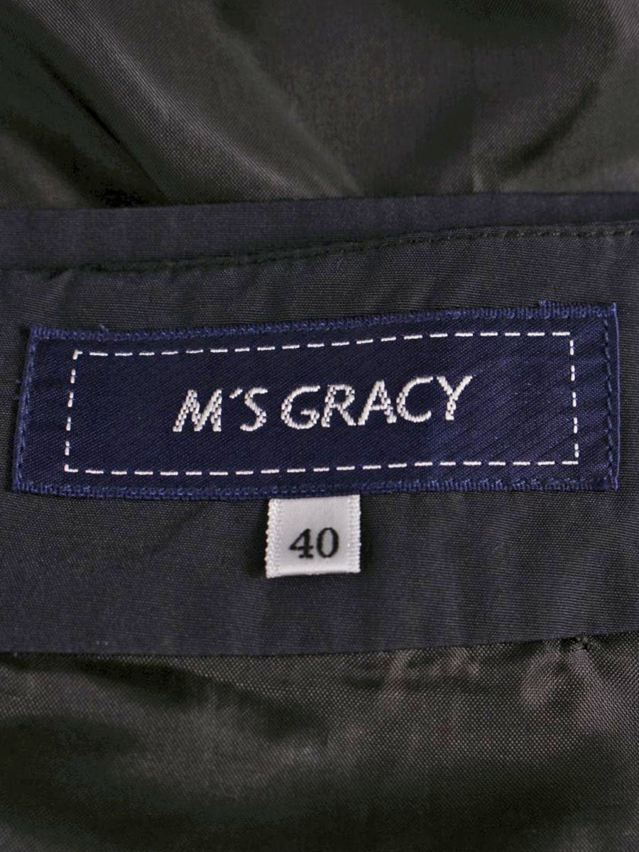 エムズグレイシー 317333 スカート 40 ネイビー リボン カットワーク ITUKRSZQ7QX4