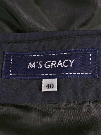 エムズグレイシー 317333 スカート 40 ネイビー リボン カットワーク ITUKRSZQ7QX4