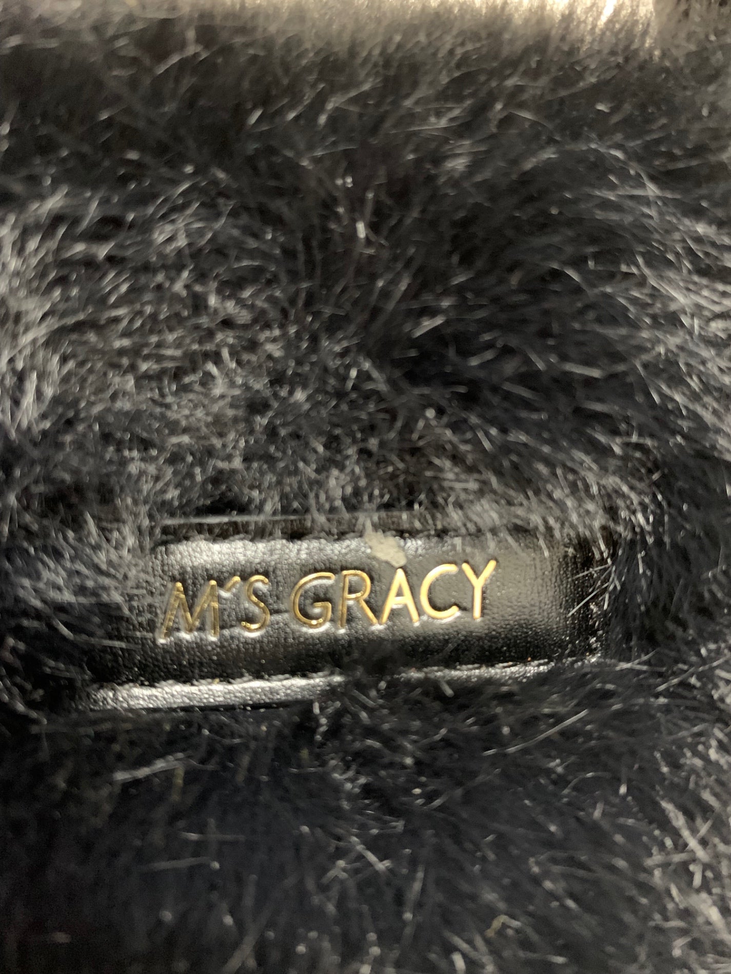 エムズグレイシー ハンドバッグ ブラック フェイクファー パール 2WAY IT3TLYXBQG14