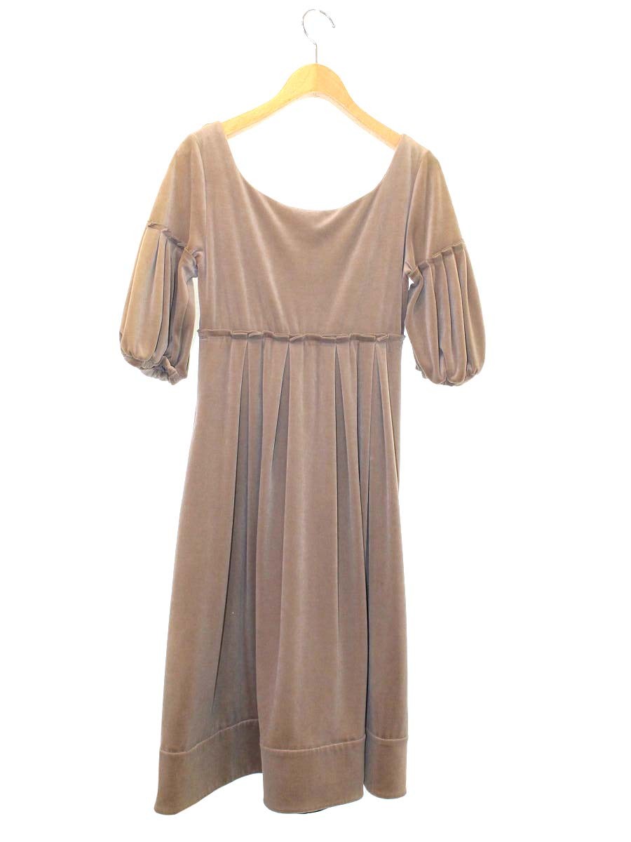 フォクシーニューヨーク 23146 ワンピース 38 カーキベージュ ストレッチベロア IT0P6589PBH0